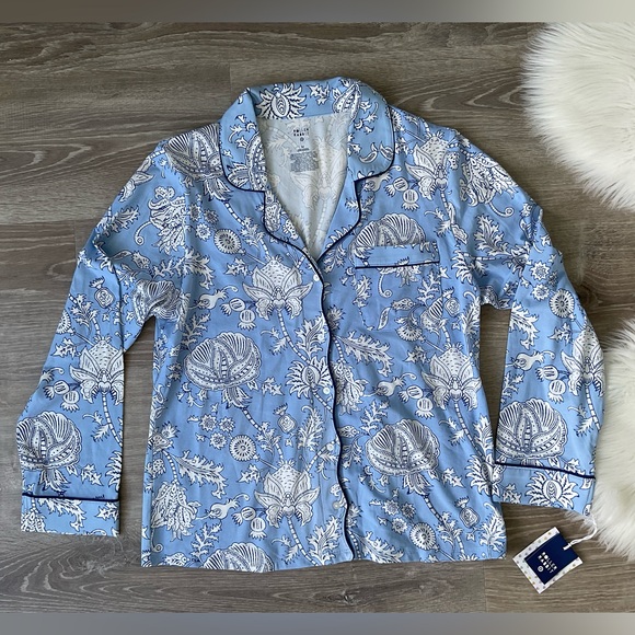 🩵💙 Roller Rabbit x Target Women's Floral Vines Long Sleeves & Pants PJ Set Blue - Picture 8 of 11